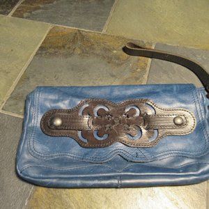 Teal/Brown Bekaloo Wristlet Wallet.